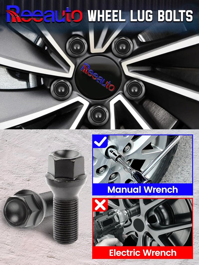 Reeauto Set of 20, 36136781151 Wheel Lug Bolts 14mm x 1.25 Studs Compatible with F30 F35 F10 F25 X3 E70 X5 - Image 4
